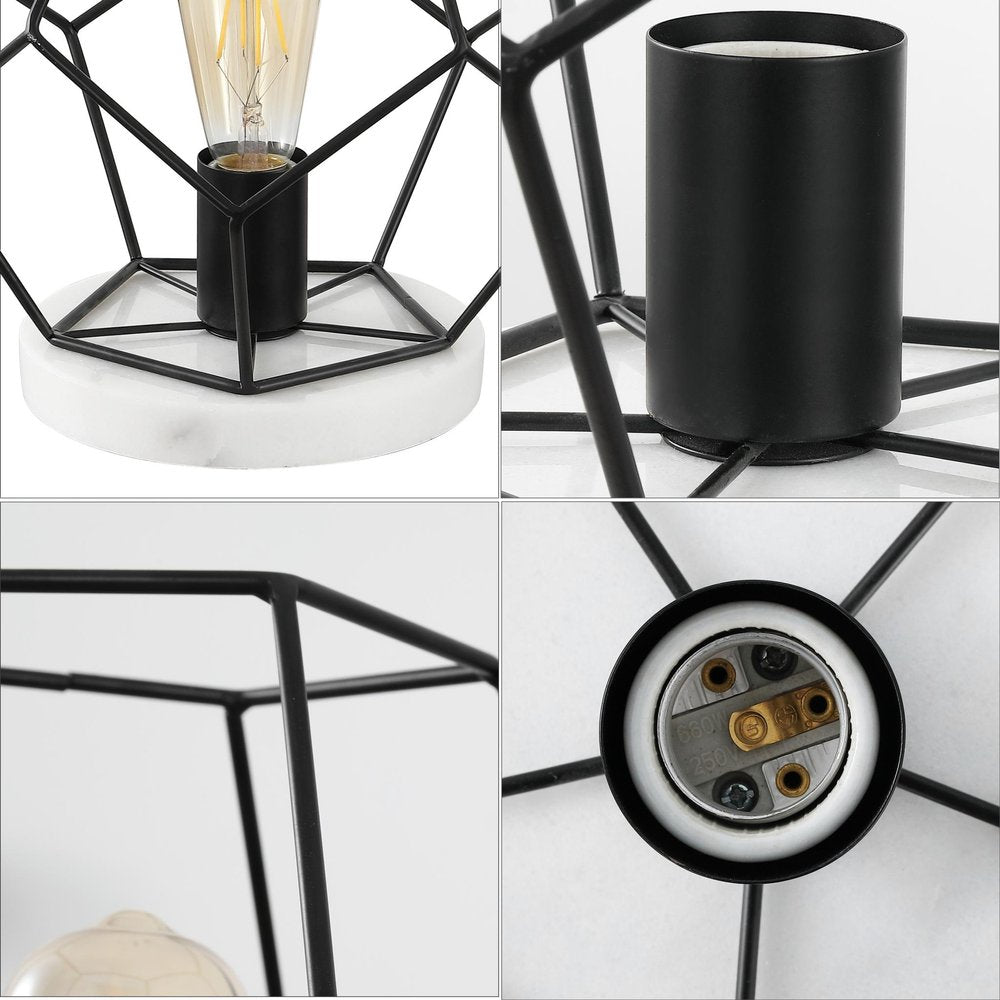10" White Geometric Table Lamp