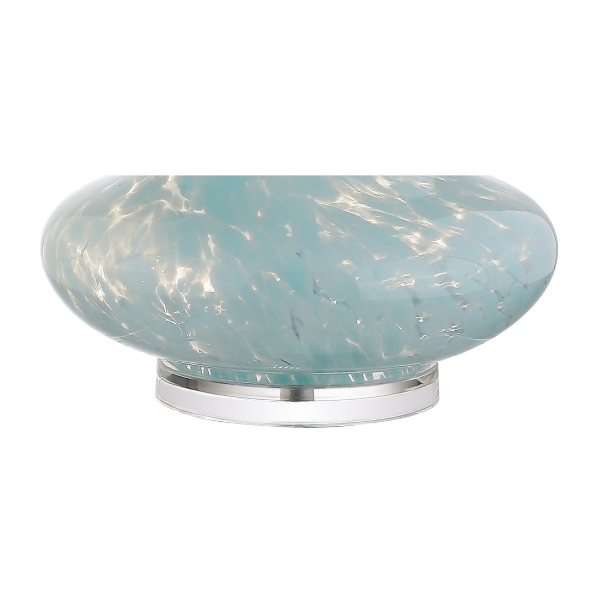 29" Light Blue And Clear Teardrop Glass Table Lamp With Drum Shade