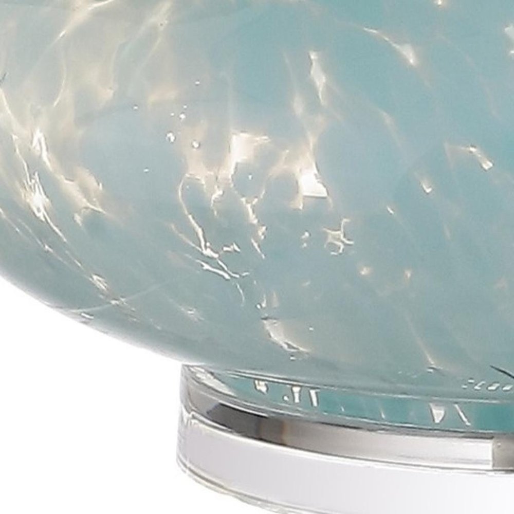 29" Light Blue And Clear Teardrop Glass Table Lamp With Drum Shade