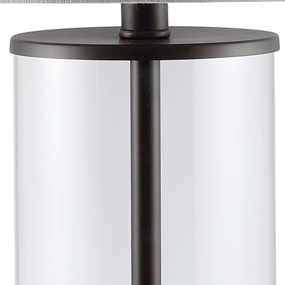 29" Antiqued Bronze Table Lamp With Drum Shade