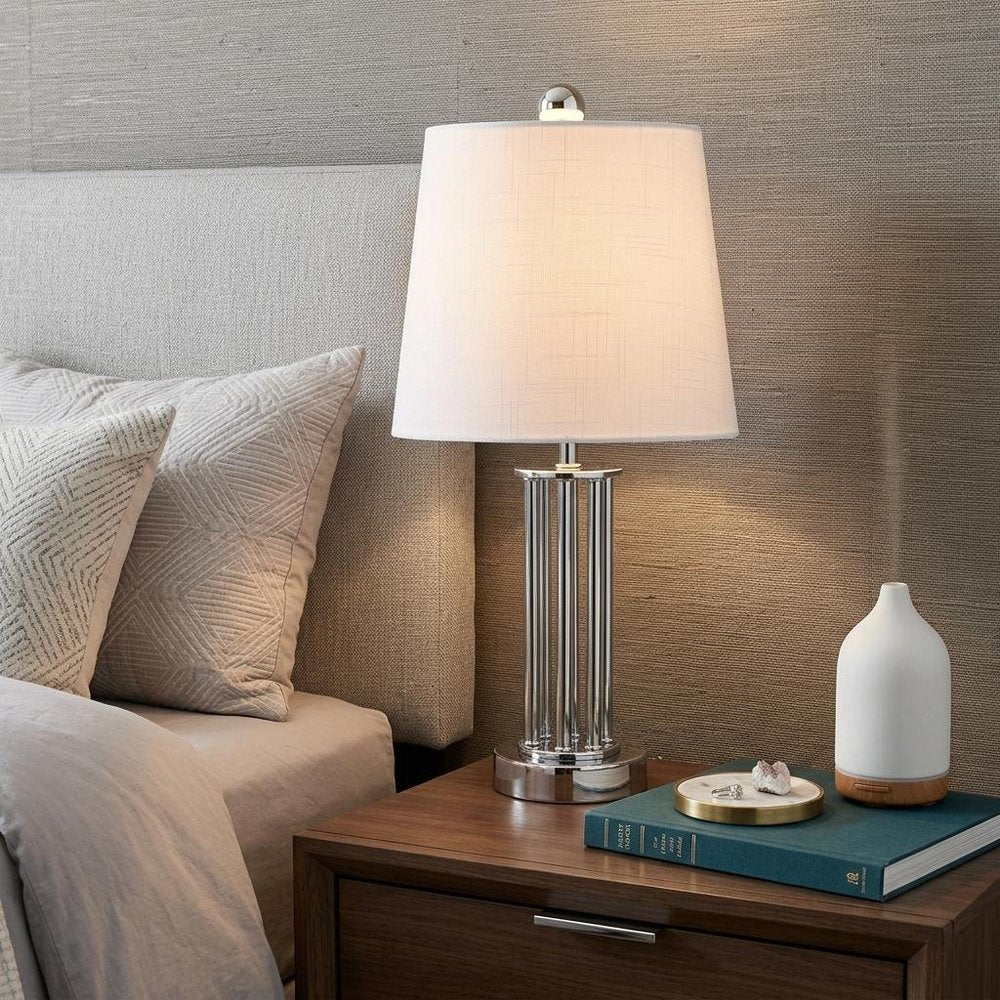 18" Silver Novelty Column Lamp With Empire Shade
