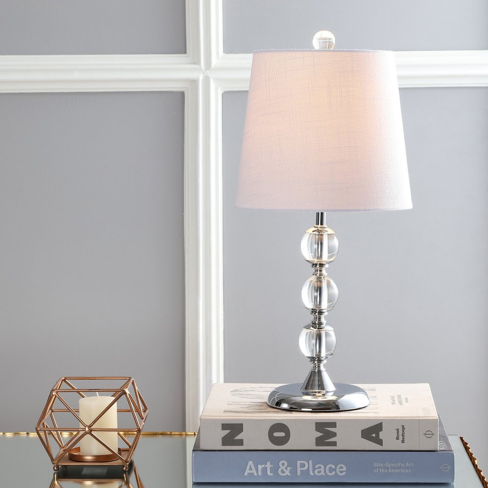 20" Silver And Clear Novelty Desk Lamp With Empire Shade