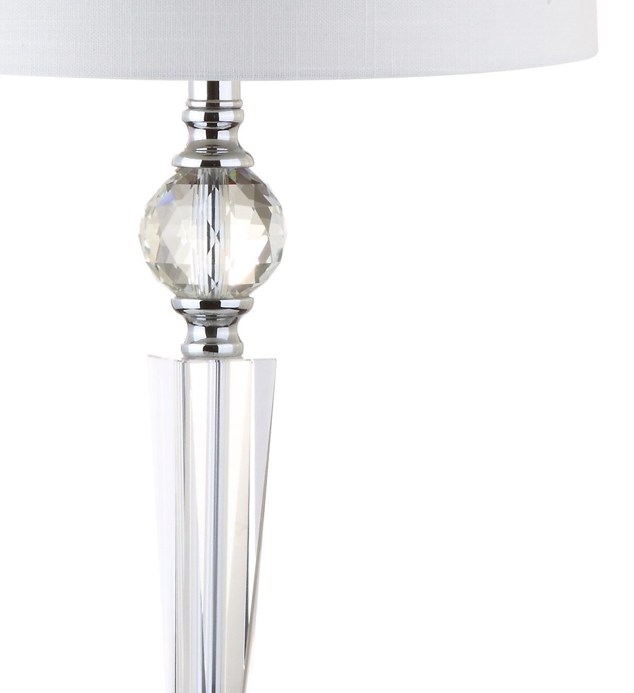 Set of Two 31" Clear And Silver Table Lamps With Drum Shades