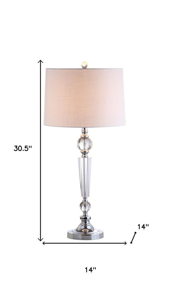 Set of Two 31" Clear And Silver Table Lamps With Drum Shades