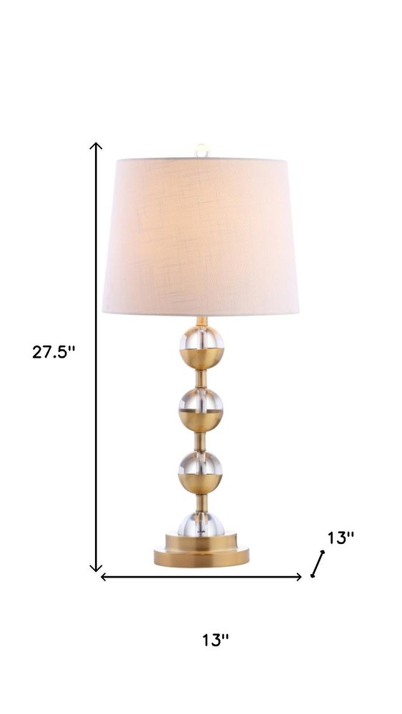 Set of Two 28" Gold Round Bedside Lamps With Drum Shades