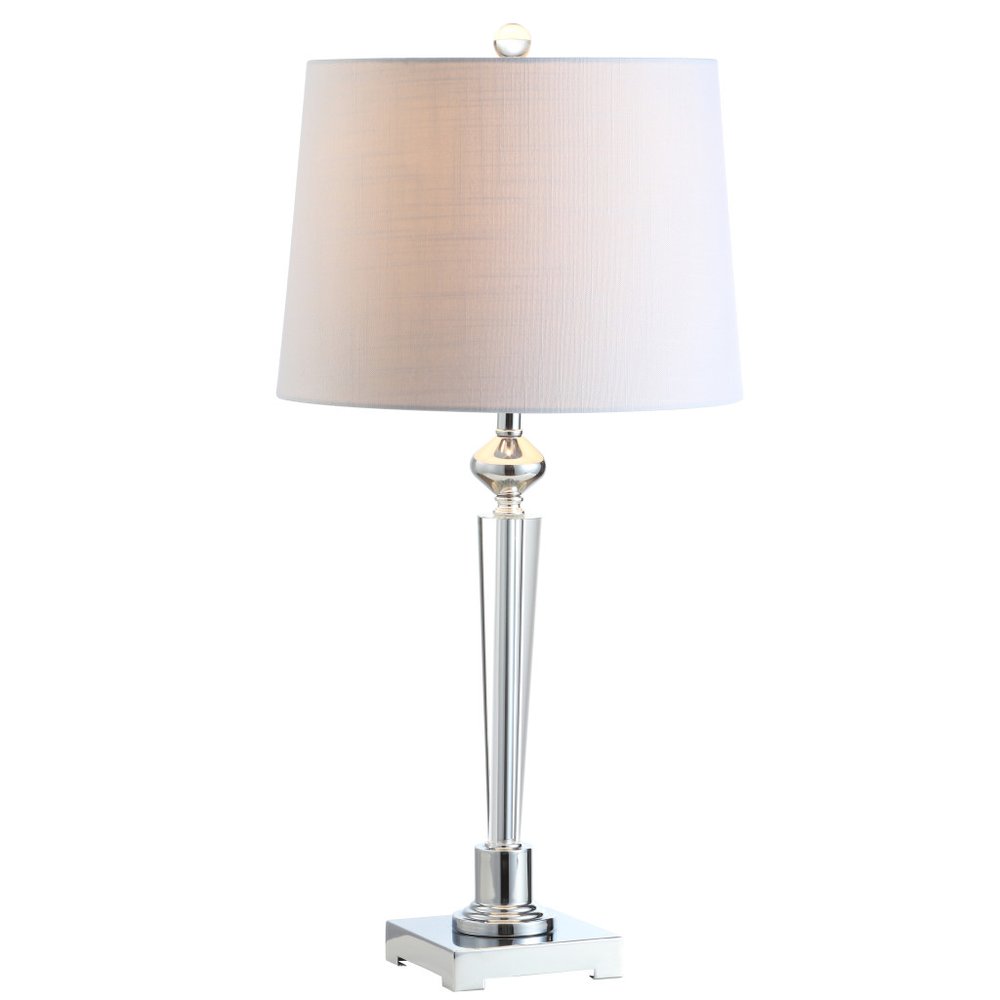 28" Silver Table Lamp With Drum Shade
