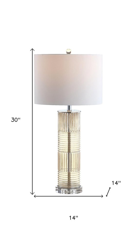 30" Clear Table Lamp With Drum Shade