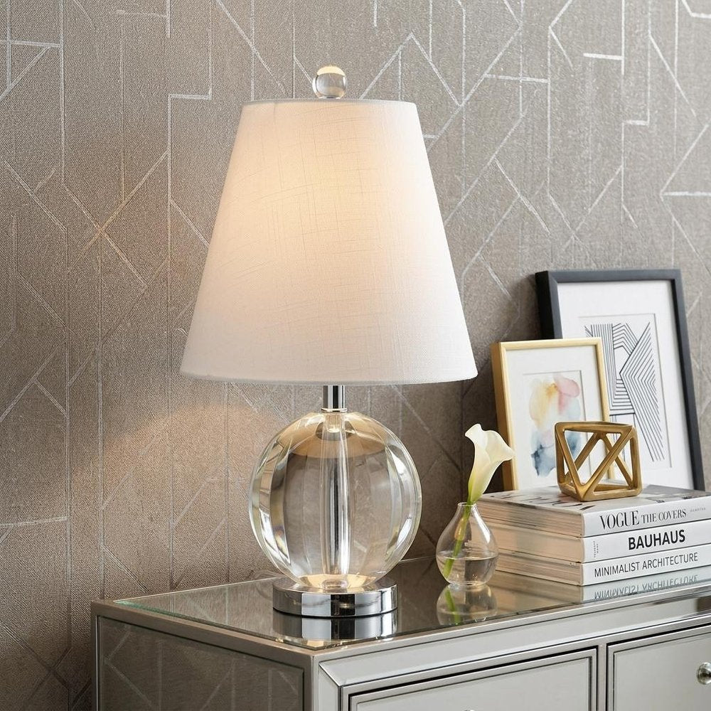 16" Clear Globe Bedside Lamp With Empire Shade