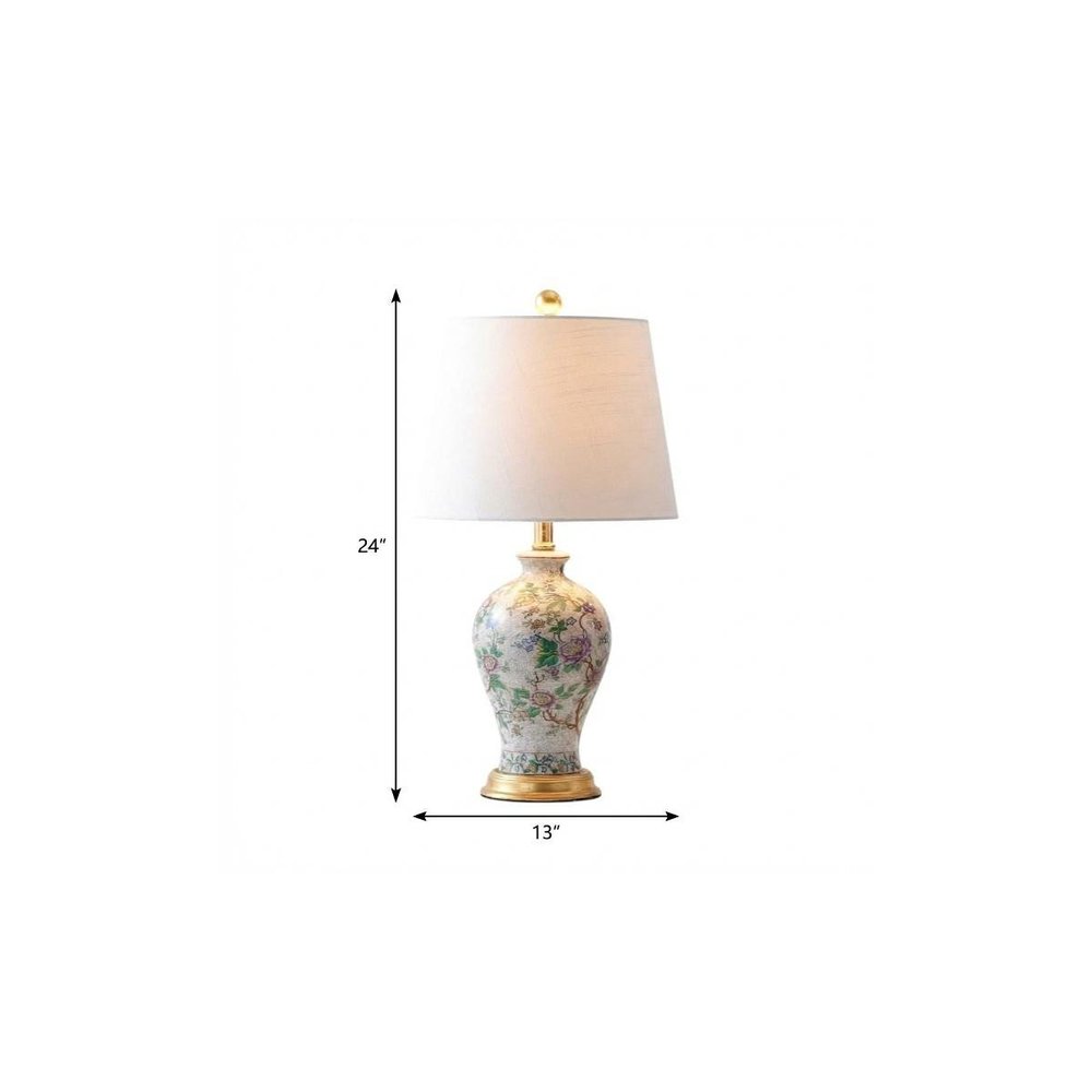 24" Gold And Off White Urn Table Lamp With Empire Shade