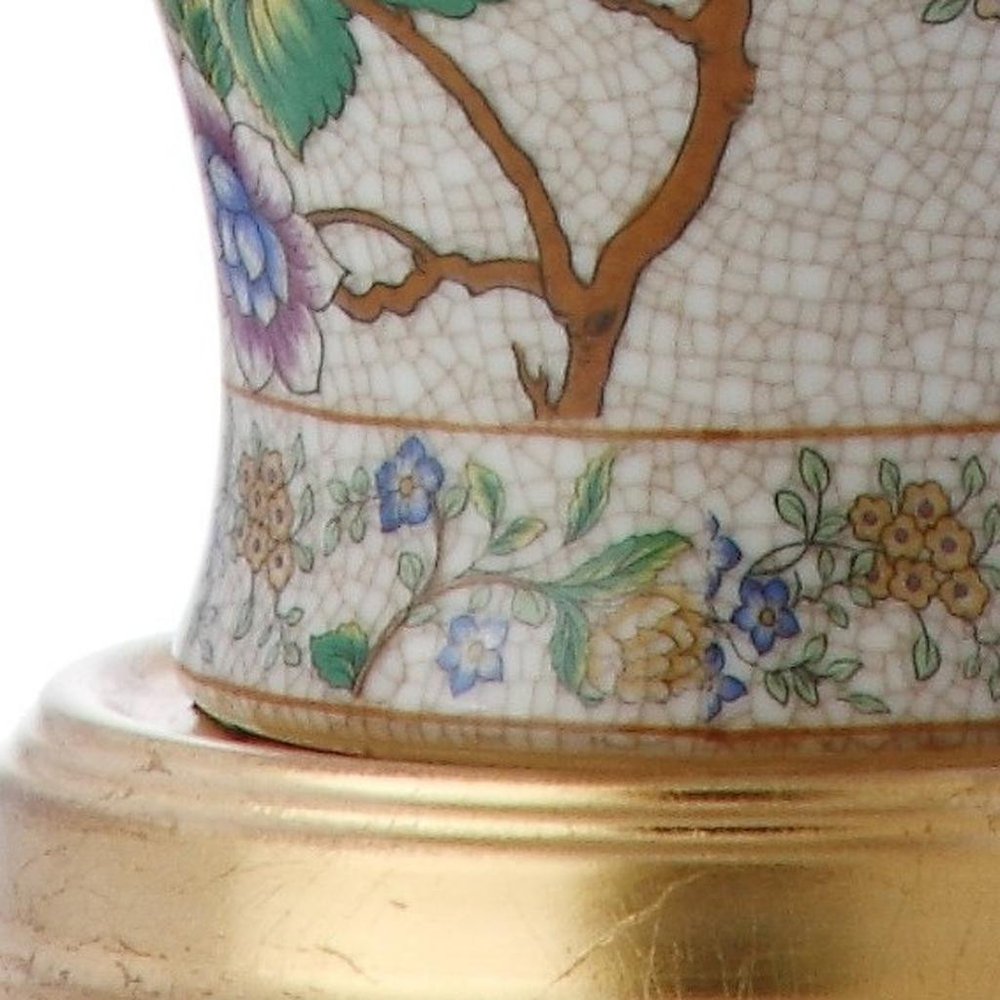 24" Gold And Off White Urn Table Lamp With Empire Shade