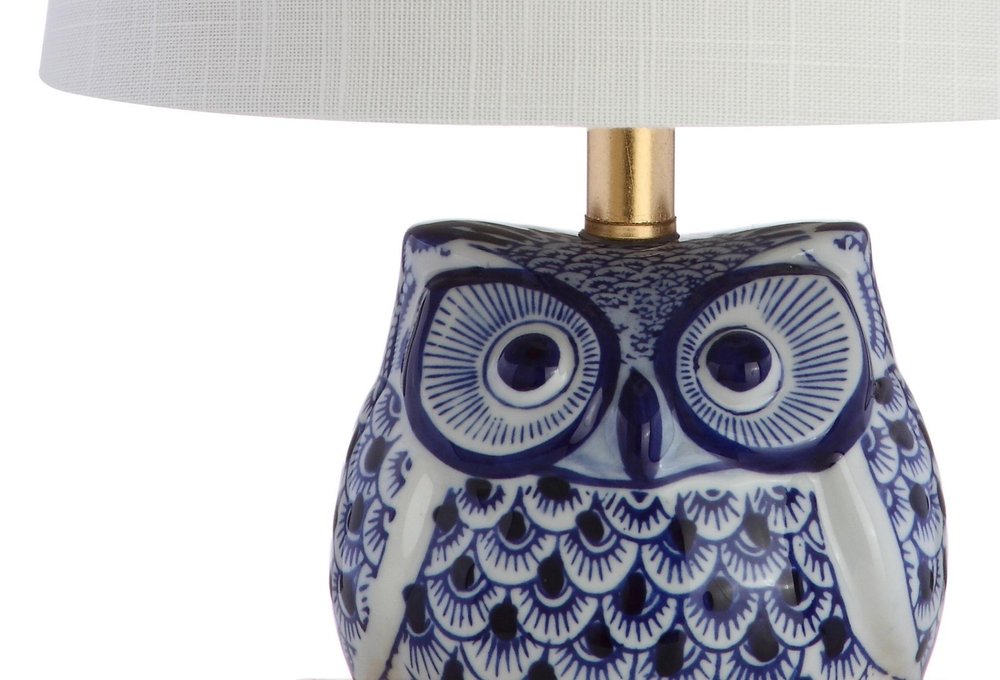 16" Blue Gold And White Novelty Table Lamp With Empire Shade