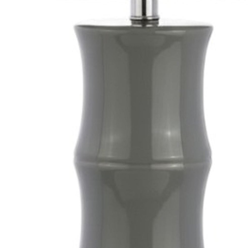 27" Gray And Clear Gourd Bedside Lamp With Drum Shade