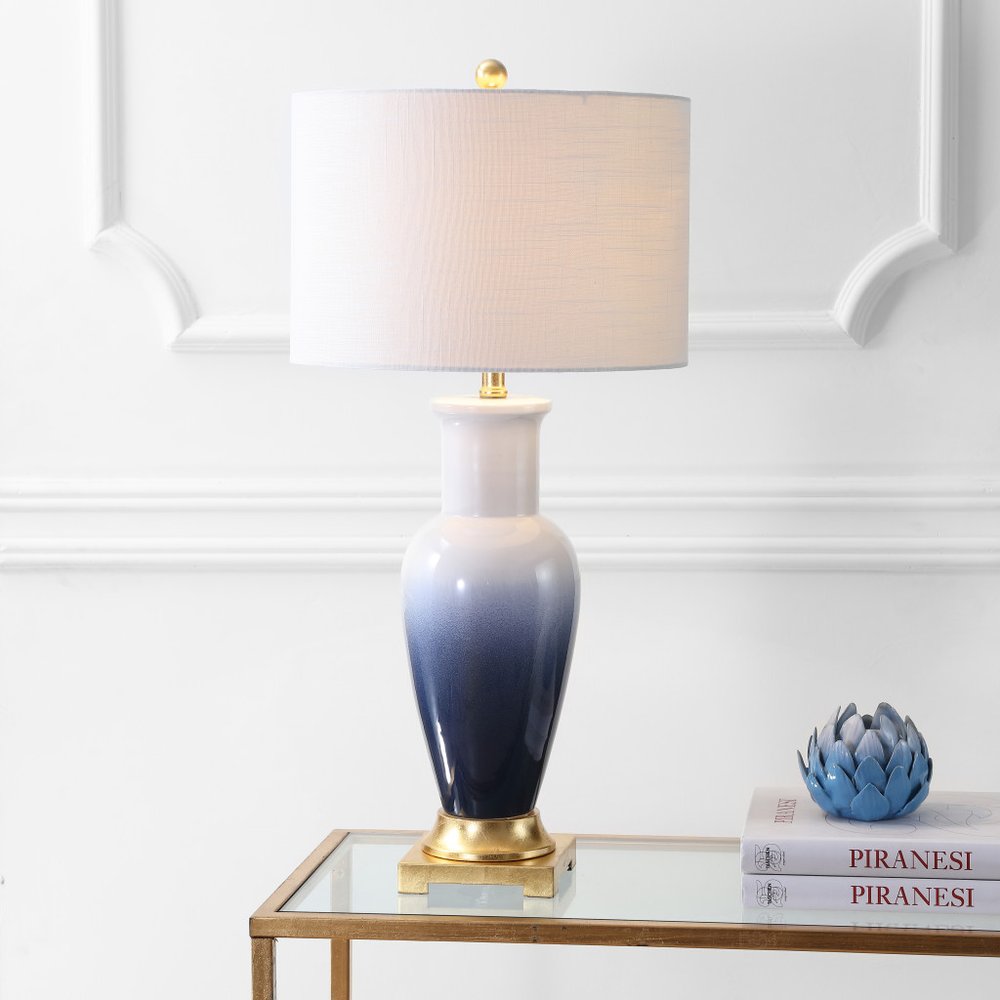 32" Gold Novelty Table Lamp With Drum Shade