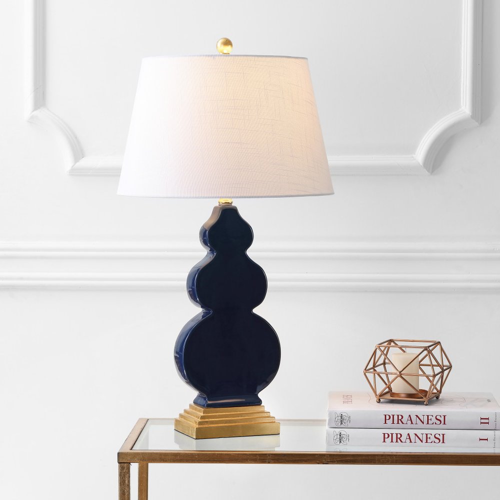 29" Gold Novelty Table Lamp With Drum Shade