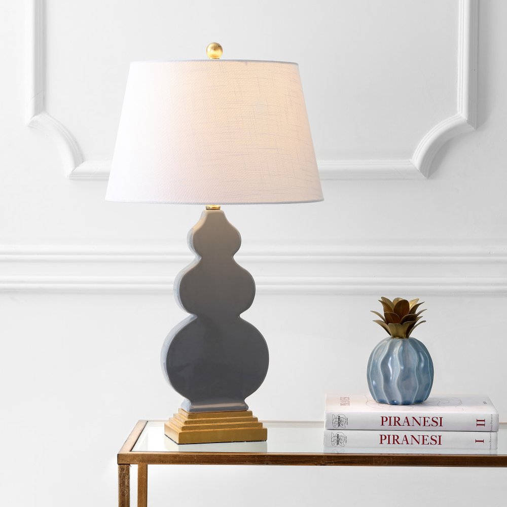29" Gold Novelty Table Lamp With Drum Shade