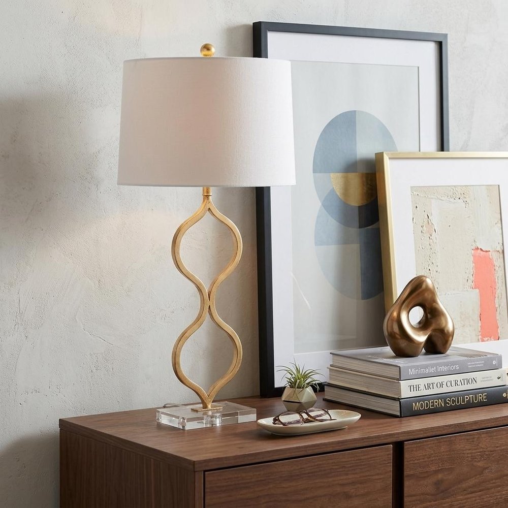 32" Clear Novelty Table Lamp With Drum Shade