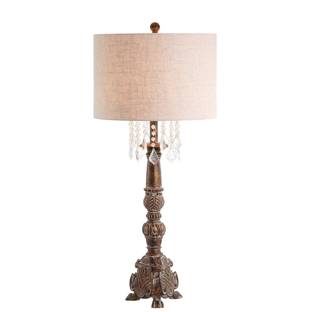 34" Brown Novelty Table Lamp With Drum Shade