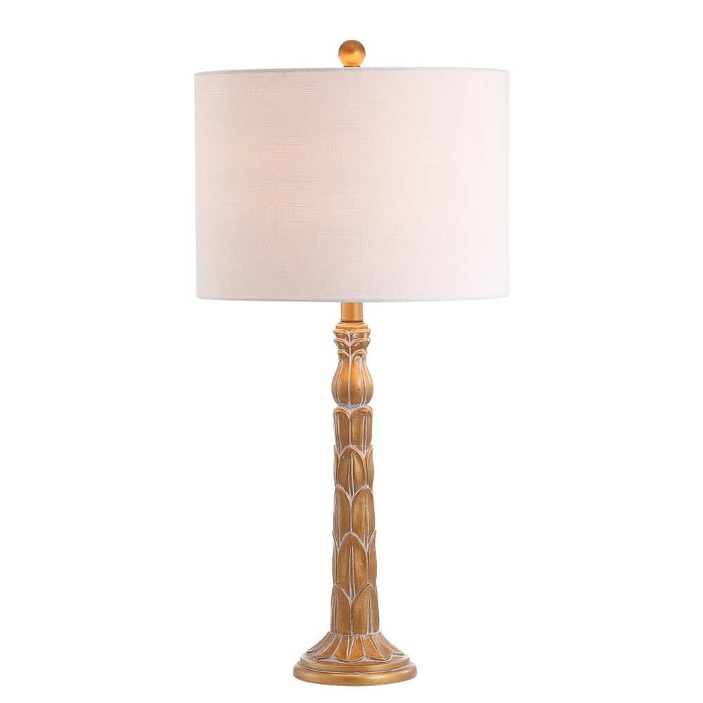 29" Antiqued Gold Table Lamp With Drum Shade