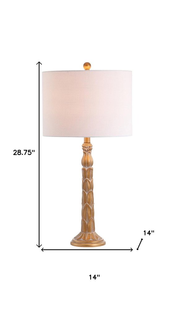 29" Antiqued Gold Table Lamp With Drum Shade