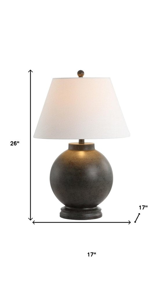 26" Dark Gray Novelty Table Lamp With Drum Shade