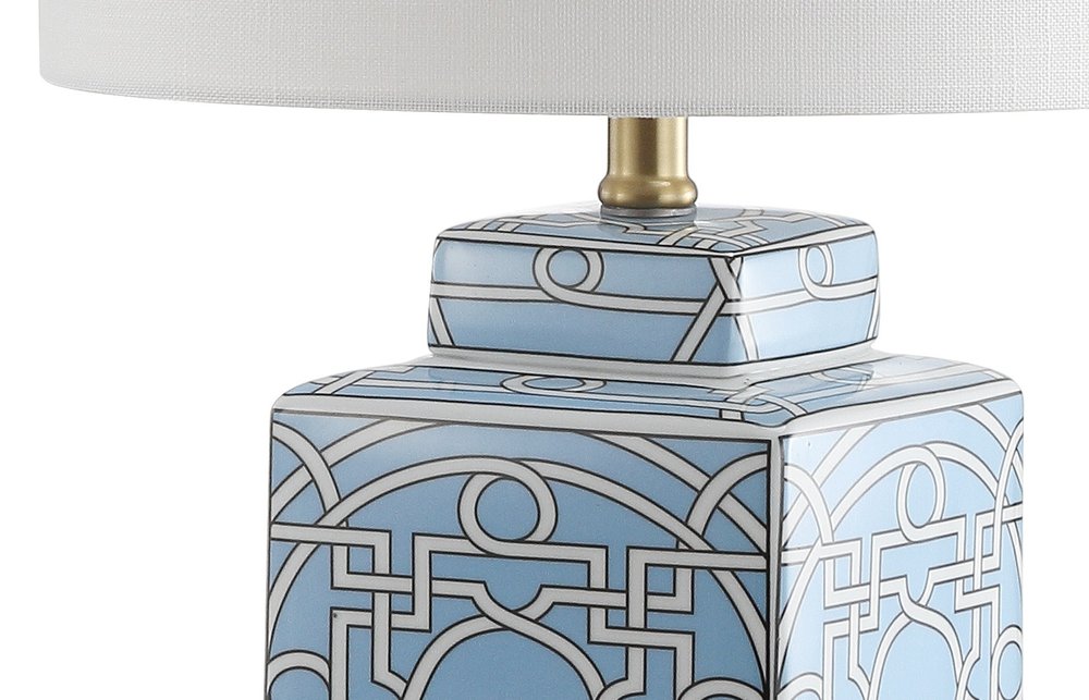 22" Gold Square Table Lamp With Drum Shade