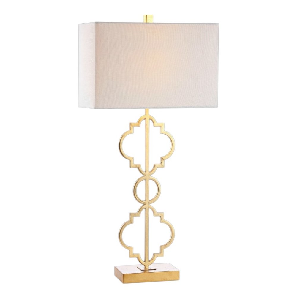 32" Gold Geometric Table Lamp With Shade