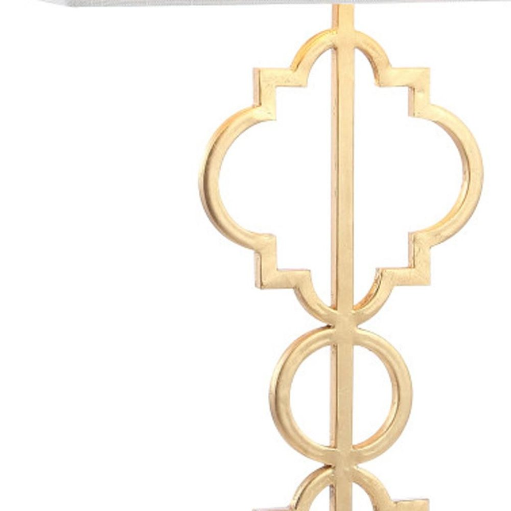 32" White Geometric Table Lamp With Shade