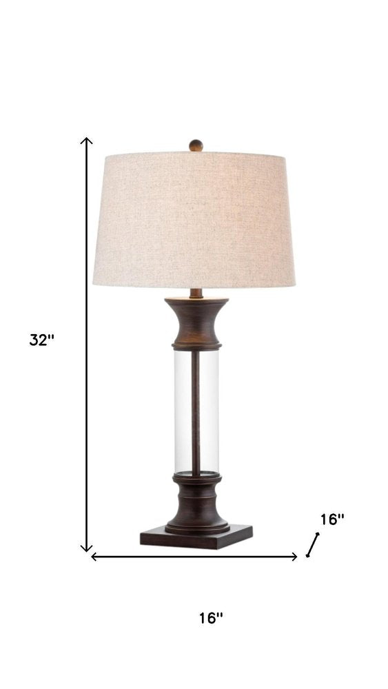 Set of Two 32" Bronze Novelty Table Lamps With Empire Shades