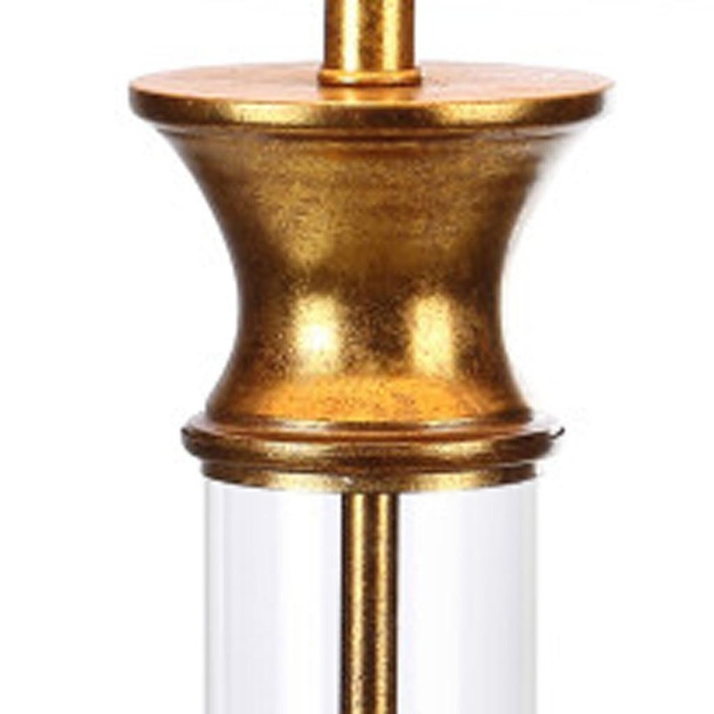 Set of Two 32" Gold Novelty Table Lamps With Drum Shades