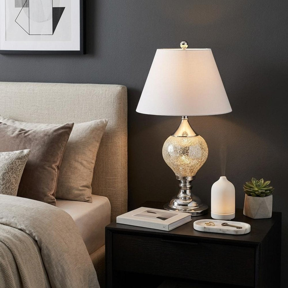 27" Silver Urn Table Lamp With Empire Shade