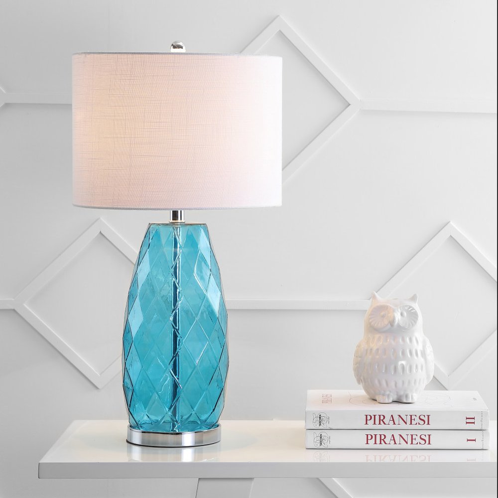 27" Silver Table Lamp With Drum Shade