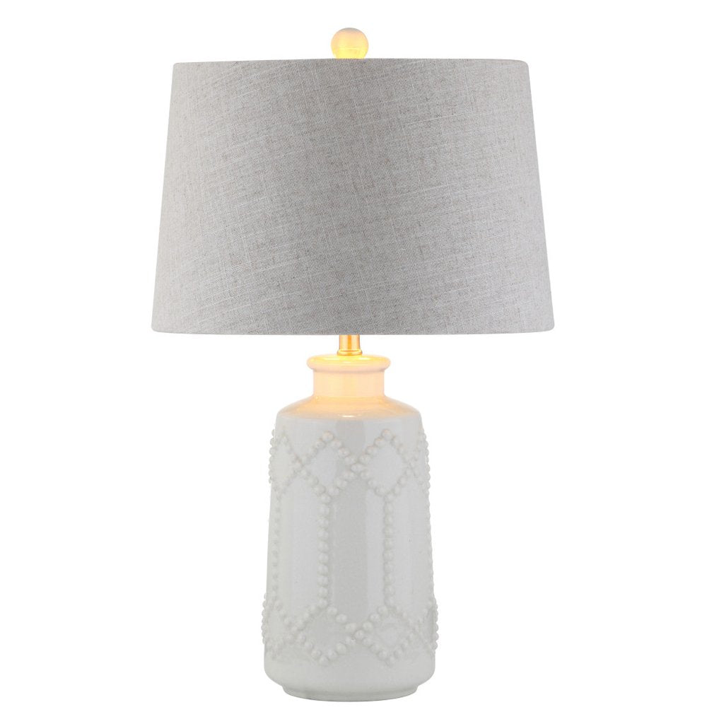 26" Cream Table Lamp With Drum Shade