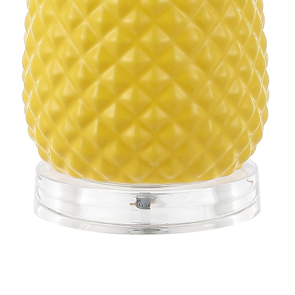 23" Clear Gold And Yellow Pineapple Table Lamp With Globe Shade