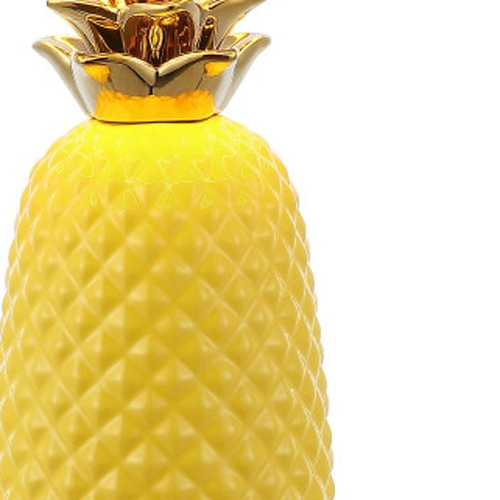 23" Clear Gold And Yellow Pineapple Table Lamp With Globe Shade