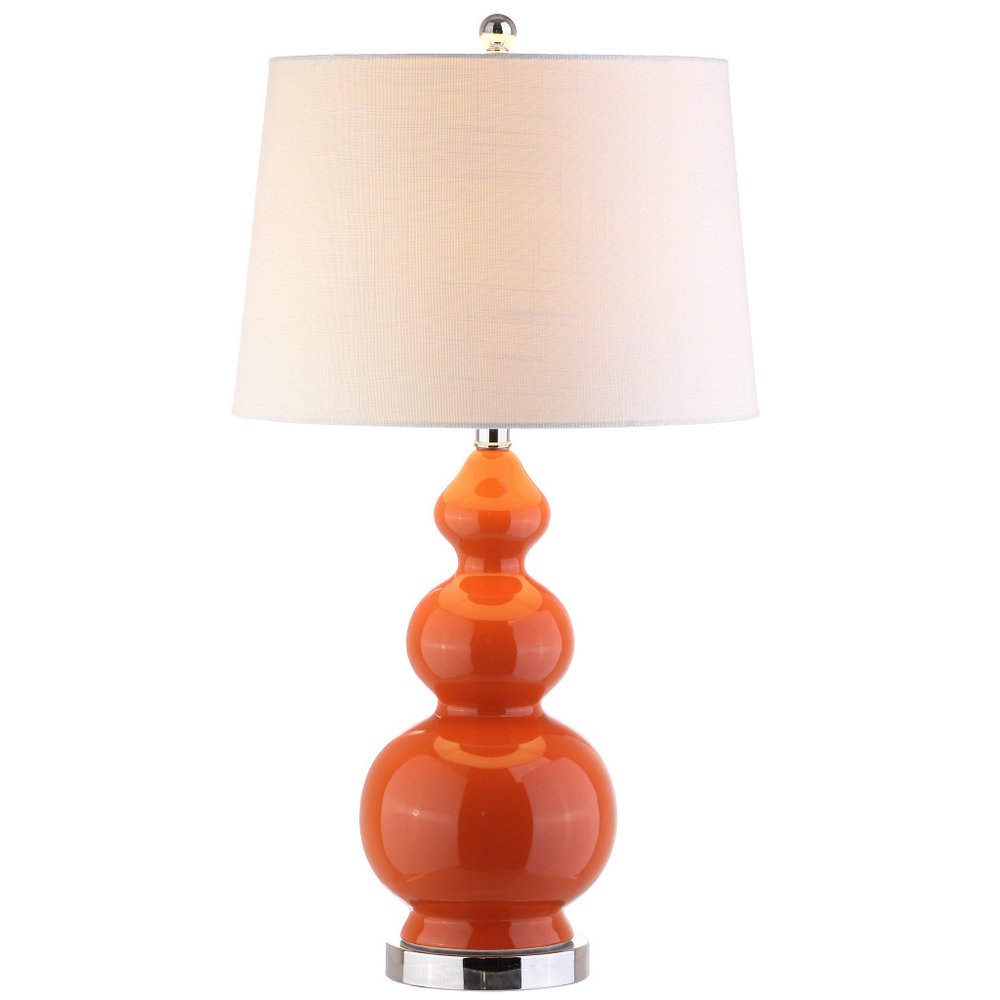 28" Orange And Silver Novelty Table Lamp With Drum Shade