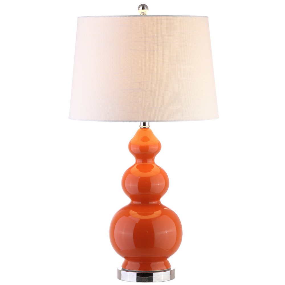 28" Orange And Silver Novelty Table Lamp With Drum Shade
