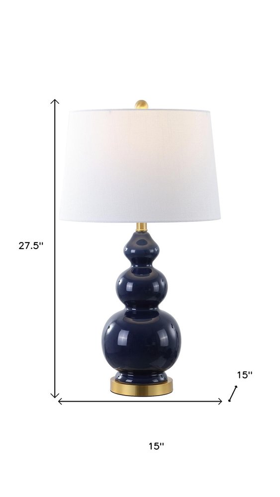 28" Navy Blue And Gold Novelty Table Lamp With Empire Shade