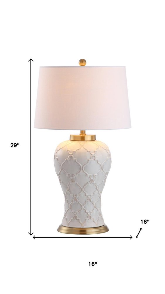 29" Gold Novelty Table Lamp With Drum Shade