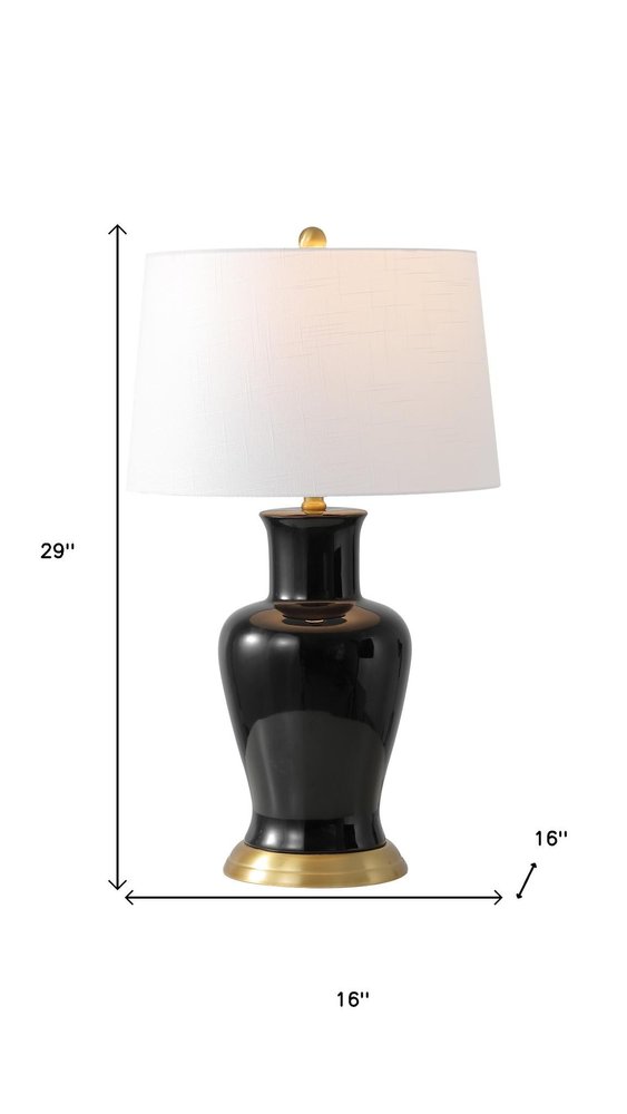 29" Gold Urn Table Lamp With Drum Shade