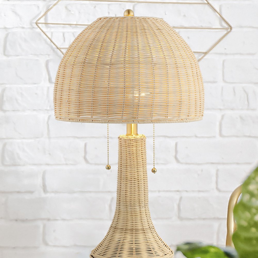 22" Light Brown Table Lamp With Globe Shade