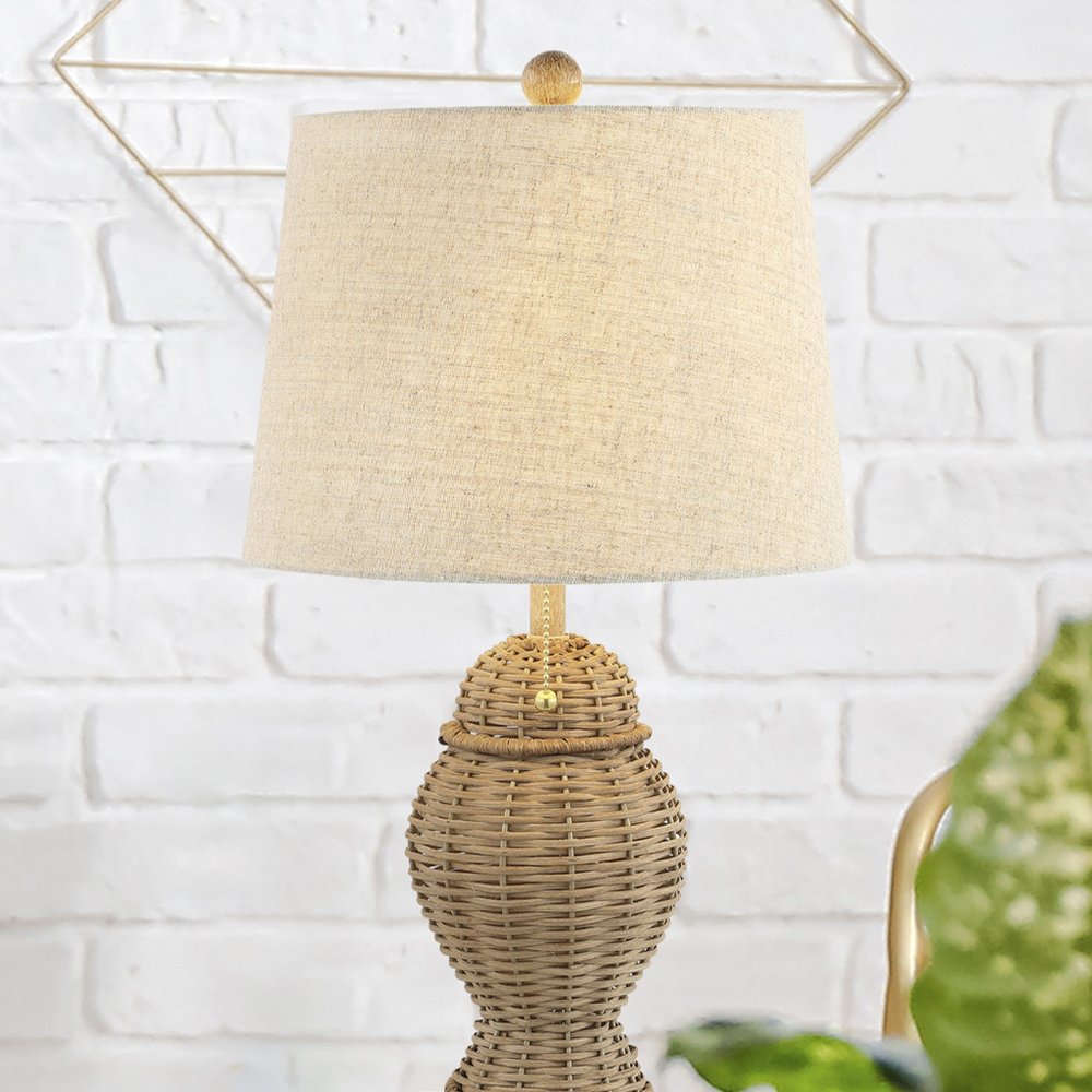 Set of Two 21" Light Brown Urn Table Lamps With Empire Shades