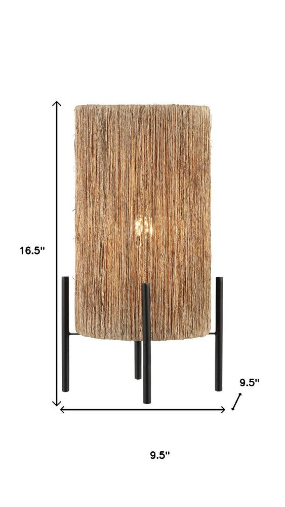 17" Black Table Lamp With Cylinder Shade