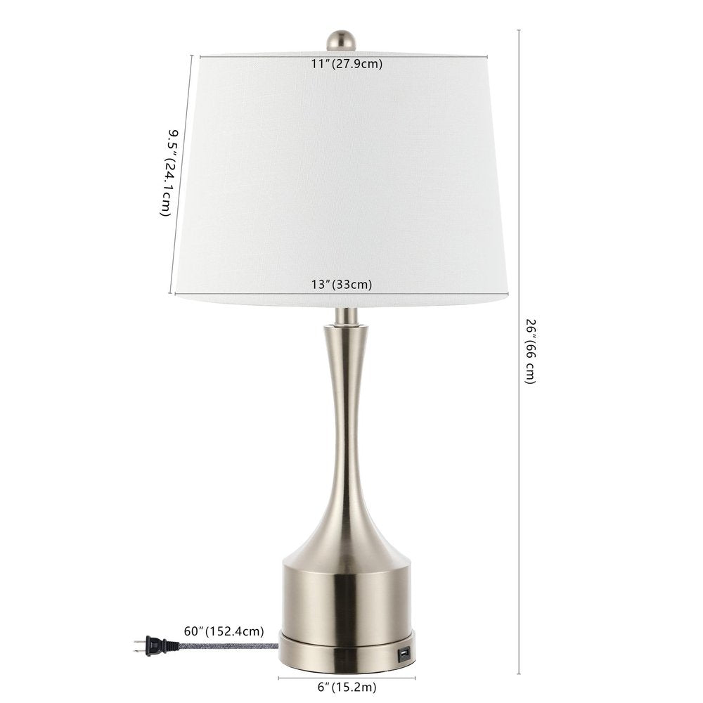 Set of Two 26" Nickel Novelty Table Lamps With Empire Shades