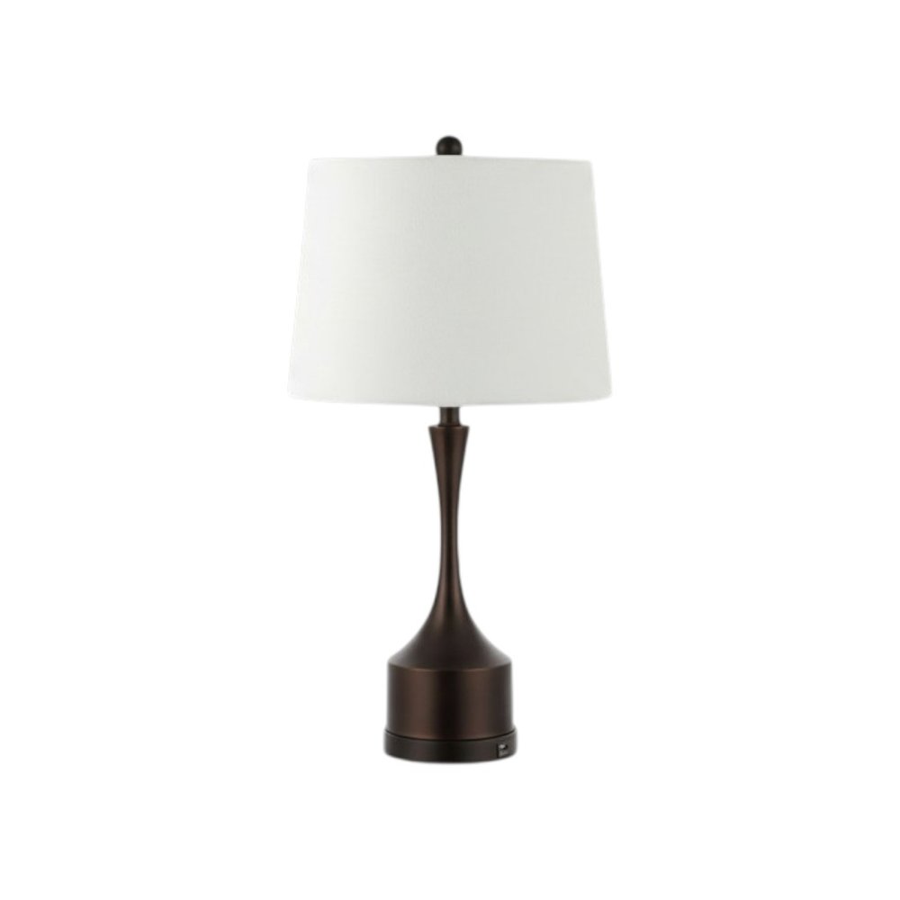 Set of Two 26" Antiqued Bronze Novelty USB Table Lamps With Empire Shades