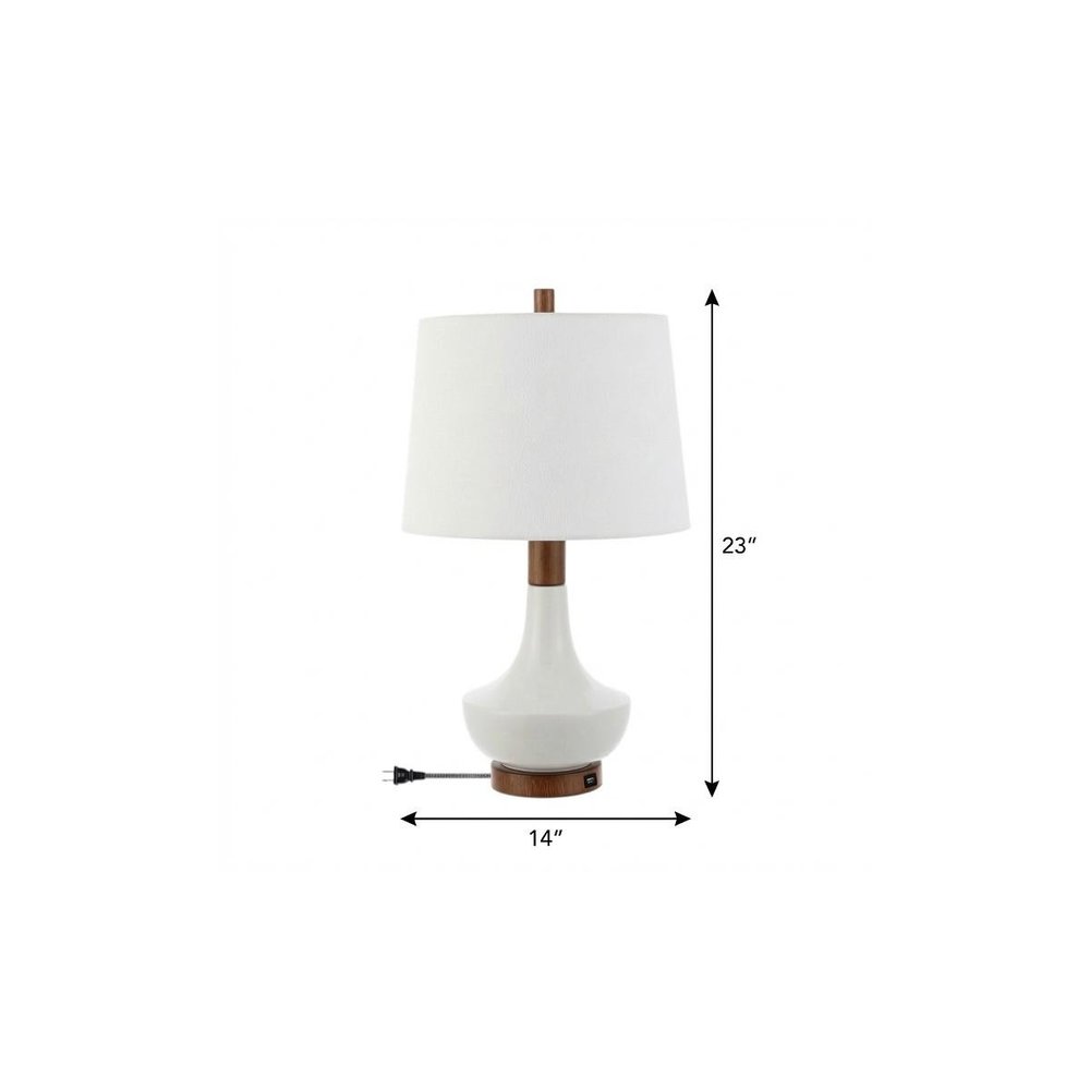 23" Brown Globe Bedside Lamp With Empire Shade