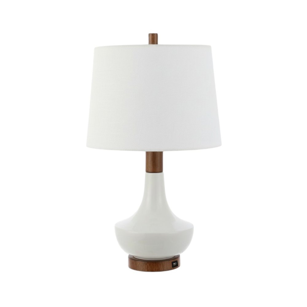 23" Brown Globe Bedside Lamp With Empire Shade
