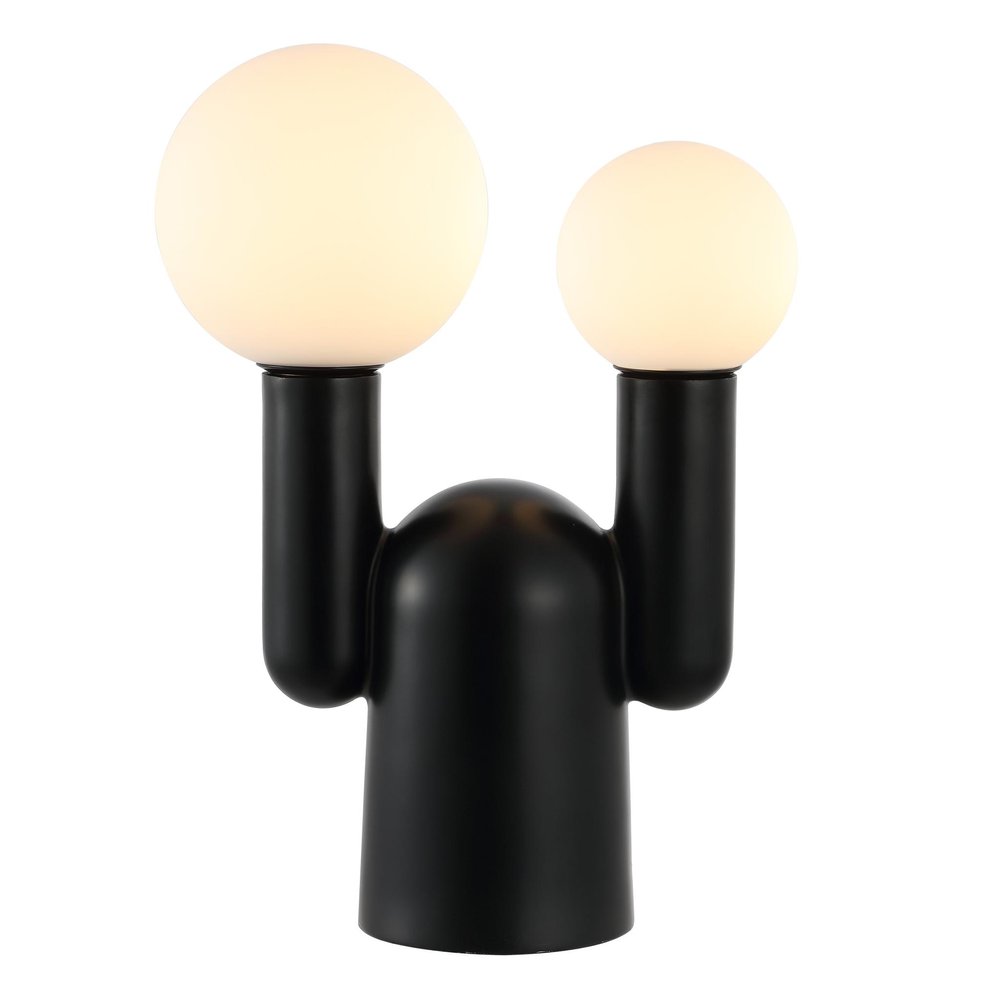 19" Black Two Light Novelty Globe Lamp