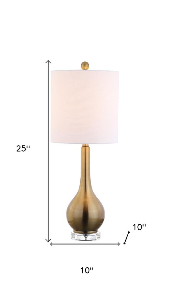 25" Clear Gourd Table Lamp With Drum Shade