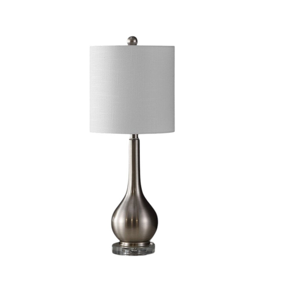 Set of Two 25" Clear Gourd Table Lamps With Drum Shades