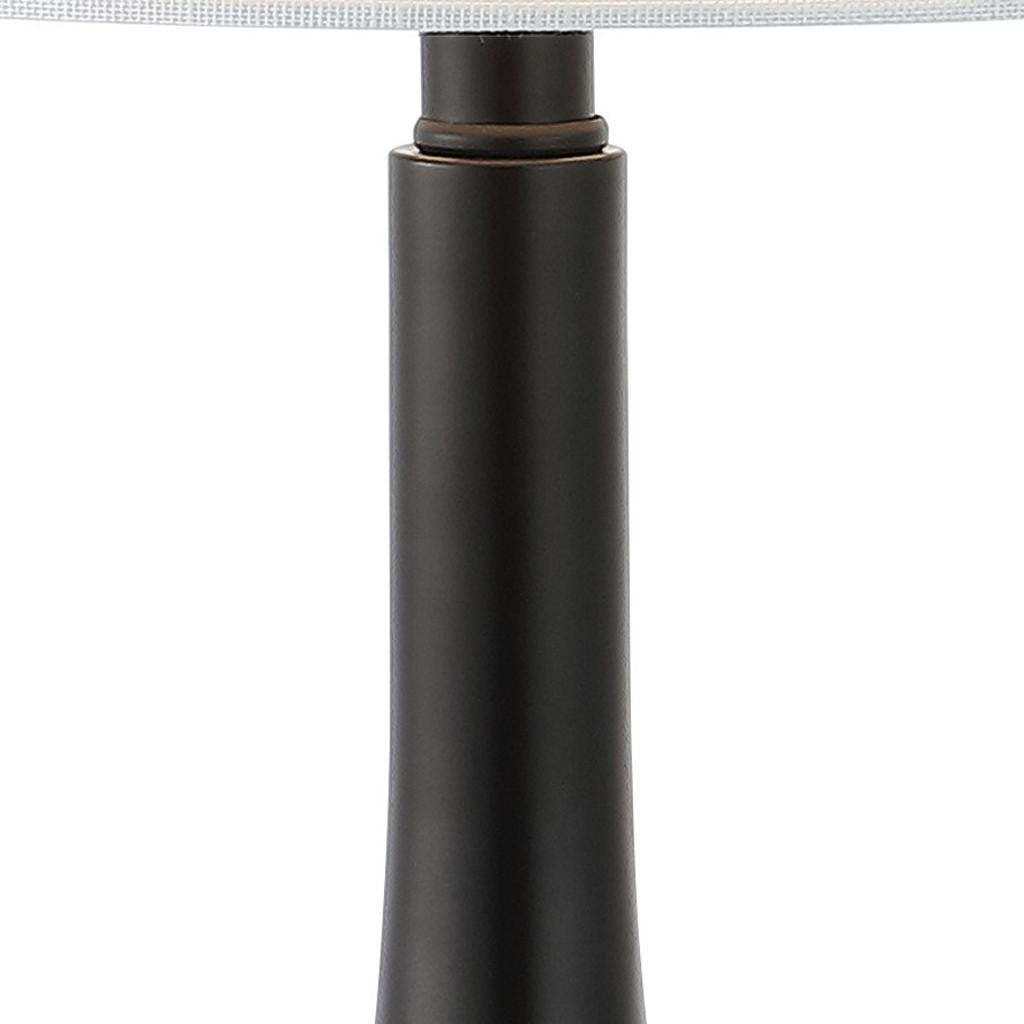 Set of Two 25" Black And Clear Gourd Table Lamps With Drum Shades